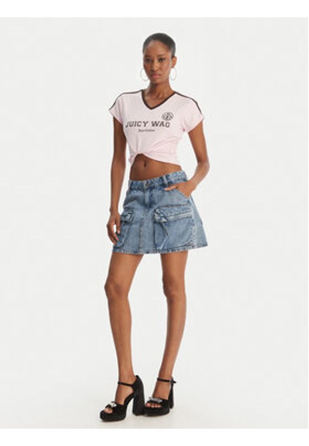 Juicy Couture T-Shirt Juicy Wag JCWCT126319 Różowy Slim Fit. Kolor: różowy
