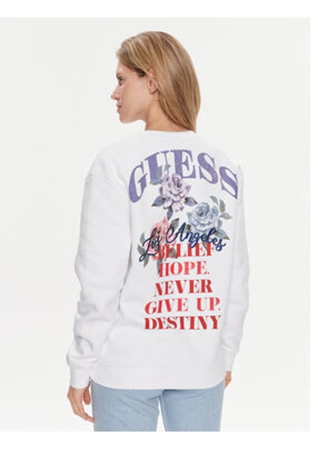 Guess Bluza Destiny W4RQ10 K9Z21 Biały Regular Fit. Kolor: biały. Materiał: syntetyk