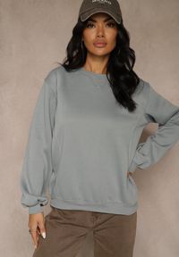 Renee - Szara Bluza z Bawełną i Przeszyciami przy Dekolcie Fezanna. Okazja: na co dzień. Kolor: szary. Materiał: bawełna. Styl: casual, sportowy #2