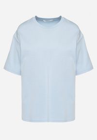 Born2be - Jasnoniebieski Bawełniany Klasyczny T-shirt Merovira. Kolor: niebieski. Materiał: bawełna. Styl: klasyczny