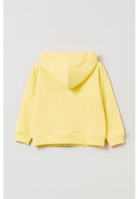 OVS bluza bawełniana dziecięca kolor żółty z kapturem gładka. Typ kołnierza: kaptur. Kolor: żółty. Materiał: bawełna. Wzór: gładki