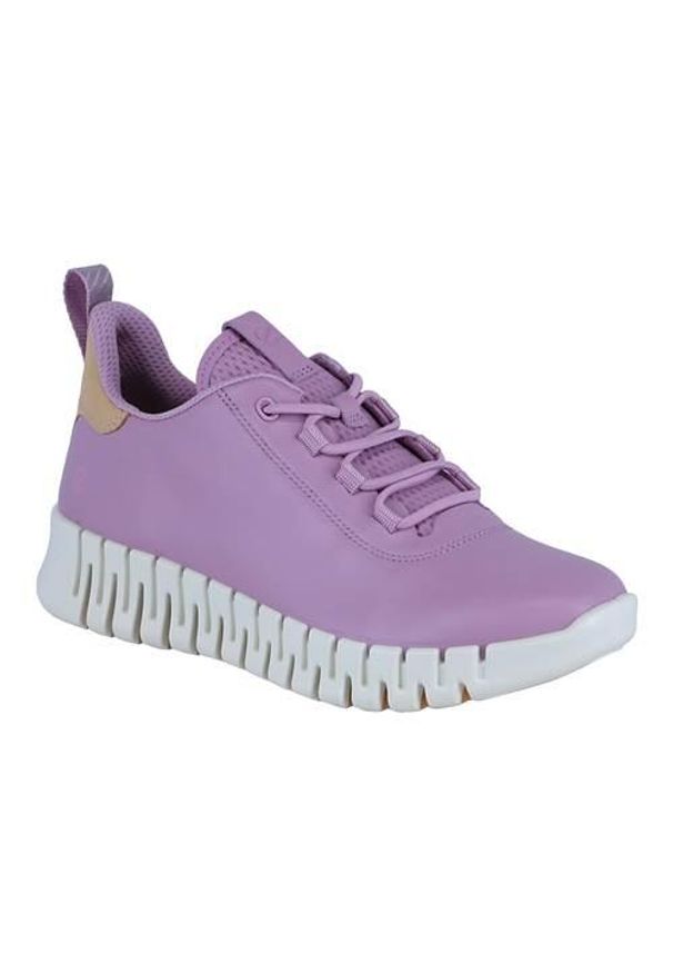 ecco - Buty do chodzenia damskie Ecco Sneaker Gruuv Lea. Kolor: fioletowy. Materiał: skóra. Szerokość cholewki: normalna. Sport: turystyka piesza