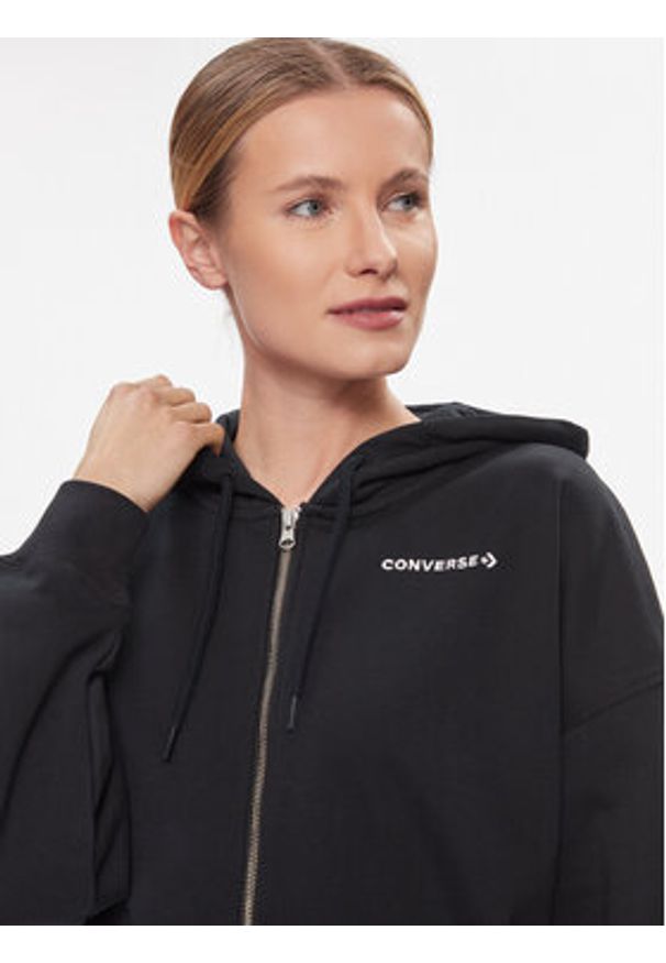 Converse Bluza Os Wordmark Fz Hoodie 10024532-A08 Czarny Regular Fit. Kolor: czarny. Materiał: bawełna