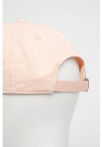 Armani Exchange czapka kolor beżowy gładka. Kolor: pomarańczowy. Wzór: gładki