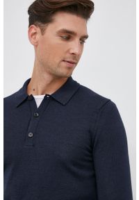 Sisley Sweter z domieszką wełny męski kolor granatowy. Okazja: na co dzień. Kolor: niebieski. Materiał: wełna. Długość rękawa: długi rękaw. Długość: krótkie. Styl: casual #5