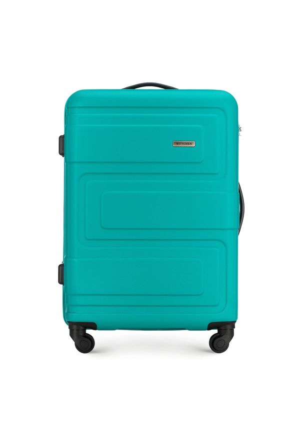 Wittchen - Średnia walizka z ABS-u tłoczona. Kolor: turkusowy. Materiał: guma. Wzór: geometria. Styl: klasyczny