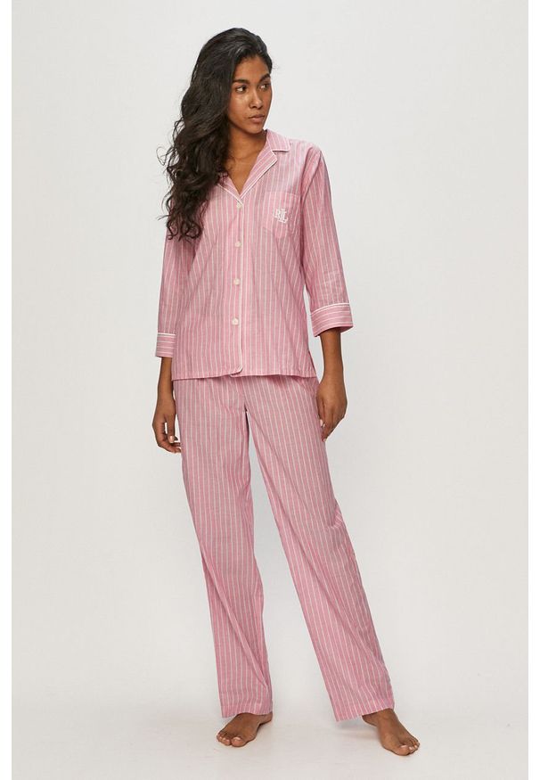Lauren Ralph Lauren - Piżama. Kolor: różowy. Materiał: tkanina, bawełna, wiskoza