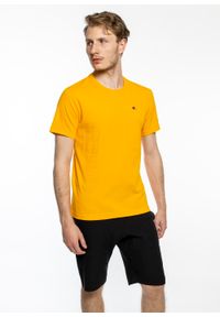 Koszulka Champion Premium Small C Logo T-Shirt (214674-OS030). Kolor: żółty. Materiał: materiał #4