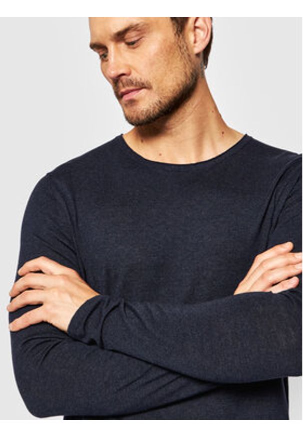 Selected Homme Sweter Rome 16079774 Granatowy Regular Fit. Kolor: niebieski. Materiał: bawełna