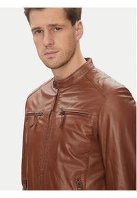 Serge Pariente Kurtka skórzana Tonic Brązowy Slim Fit. Kolor: brązowy. Materiał: skóra #3