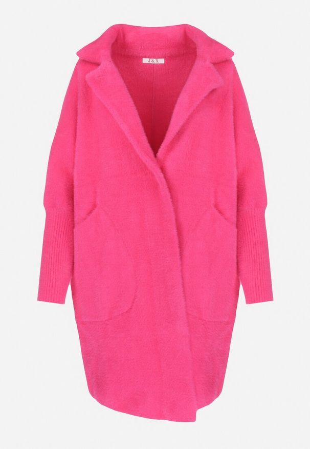 Born2be - Fuksjowy Płaszcz z Bawełną Oversize Klepheia. Okazja: na co dzień. Kolor: różowy. Materiał: bawełna. Wzór: jednolity. Styl: casual