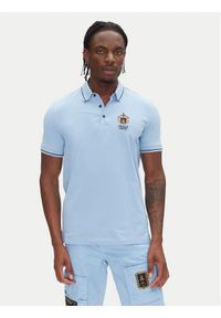 Aeronautica Militare Polo 251PO1850P191 Niebieski Slim Fit. Typ kołnierza: polo. Kolor: niebieski. Materiał: bawełna