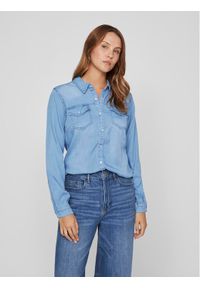 Vila Koszula jeansowa Bista 14033008 Niebieski Regular Fit. Kolor: niebieski. Materiał: lyocell, bawełna