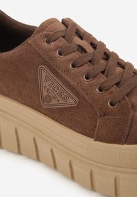 Born2be - Jasnobrązowe Sneakersy Vices na Grubej Podeszwie z Geometryczną Aplikacją Leanae. Kolor: brązowy. Materiał: jeans. Wzór: geometria, aplikacja #6