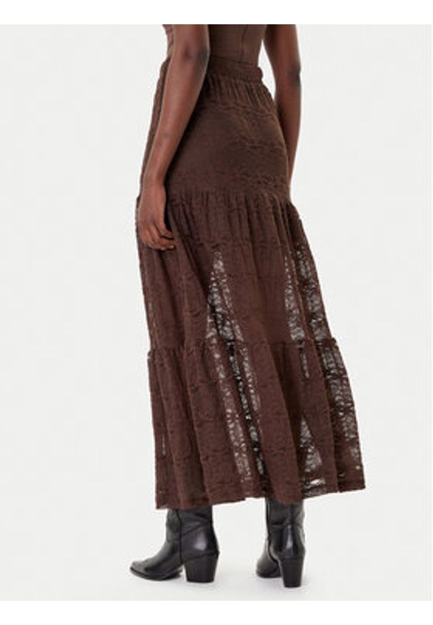 only - ONLY Spódnica maxi Luna 15353206 Brązowy Regular Fit. Kolor: brązowy. Materiał: syntetyk, bawełna