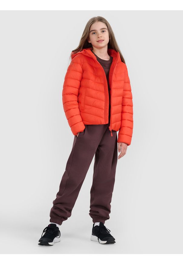 4f - 4F Kurtka puchowa z wypełnieniem syntetycznym chłopięca - czerwona 128 (7-8 lat). Okazja: na co dzień. Typ kołnierza: kaptur. Kolor: czerwony. Materiał: puch, syntetyk. Sezon: lato. Styl: casual, klasyczny, sportowy