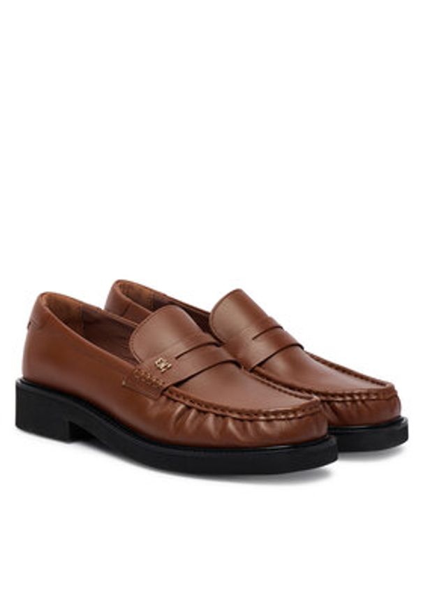 TOMMY HILFIGER - Tommy Hilfiger Loafersy Th Square Toe Leather Loafer FW0FW08977 Brązowy. Kolor: brązowy. Materiał: skóra