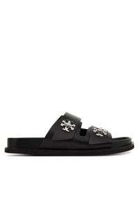 Tory Burch Klapki T Lock Sport Slide 175640 Czarny. Kolor: czarny. Materiał: skóra. Styl: sportowy #1