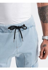 Ombre Clothing - Spodnie męskie JOGGERY z kieszenią cargo - jasnoniebieskie V1 OM-PADJ-0112 - XXL. Kolor: niebieski. Materiał: materiał, bawełna, poliester, elastan #3