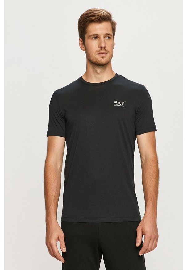 EA7 Emporio Armani - T-shirt. Okazja: na co dzień. Kolor: niebieski. Materiał: dzianina. Styl: casual