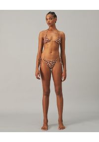 Tory Burch - TORY BURCH - Top od bikini w białe listki. Kolor: brązowy. Materiał: materiał. Wzór: aplikacja, nadruk #2