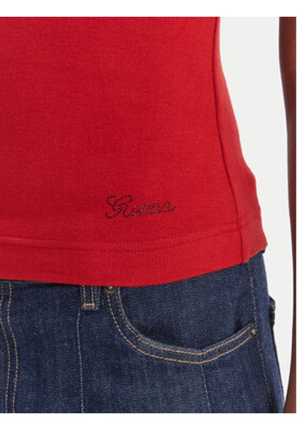 Guess Bluzka W6RP16 KD012 Czerwony Regular Fit. Kolor: czerwony. Materiał: syntetyk