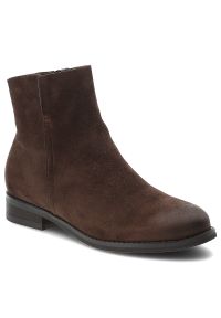 Botki damskie Vinceza, cholewka z materiału o przecieranym wykończeniu zabudowany fason za kostkę, brązowe, 39961. Okazja: na co dzień. Kolor: brązowy. Szerokość cholewki: normalna. Wysokość cholewki: za kostkę. Materiał: materiał. Sezon: jesień, zima. Obcas: na obcasie. Styl: casual, elegancki. Wysokość obcasa: średni #1