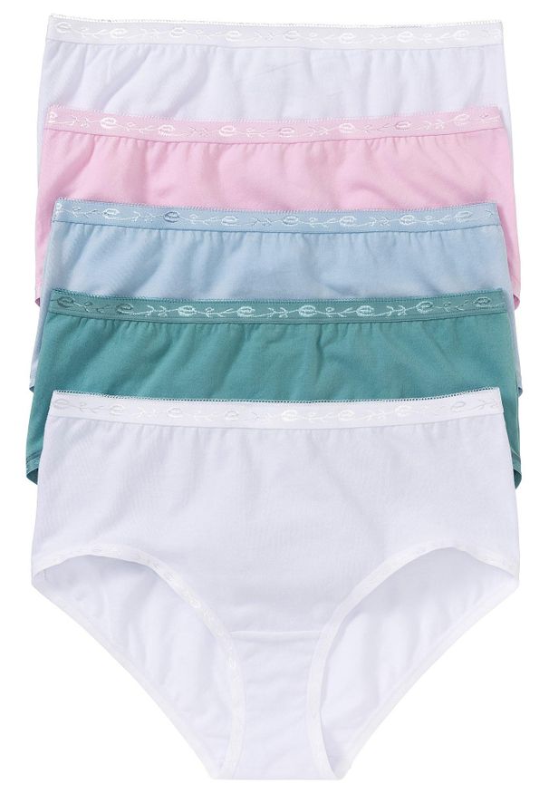 bonprix - Figi maxi (5 par). Kolor: biały. Wzór: aplikacja