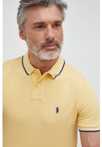 Polo Ralph Lauren polo bawełniane kolor żółty gładki. Typ kołnierza: polo. Kolor: żółty. Materiał: bawełna. Długość: krótkie. Wzór: gładki #6
