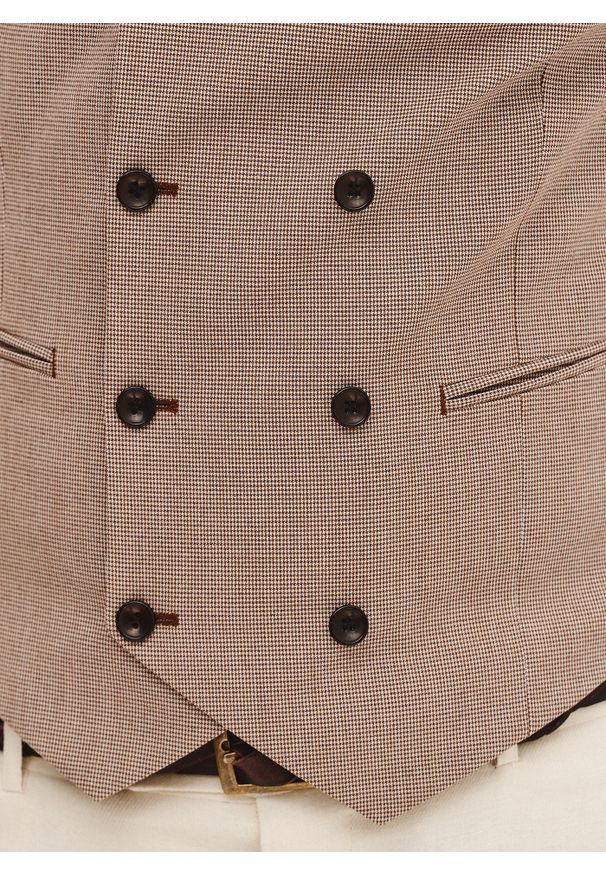 Pako Lorente - PAKO LORENTE - Dwurzędowa kamizelka męska w pepitkę. Materiał: poliester, elastan, wiskoza. Styl: elegancki, młodzieżowy