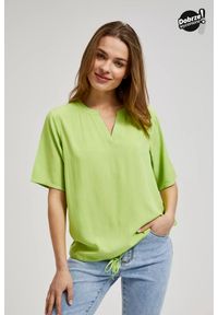 MOODO - Koszula z wiązaniem zielona. Kolor: zielony