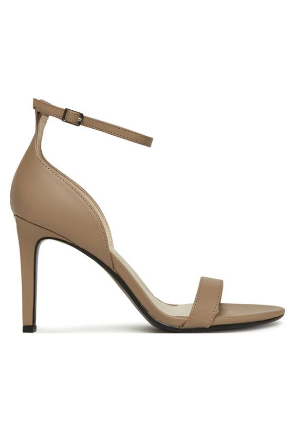 Calvin Klein Sandały Heel Sandal 90 - Lth HW0HW02337 Beżowy. Kolor: beżowy. Materiał: skóra