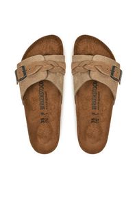 Birkenstock Klapki Oita 1028056 Brązowy. Kolor: brązowy. Materiał: skóra, zamsz