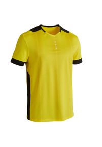 KIPSTA - Koszulka piłkarska dla dorosłych Kipsta F500. Kolor: czarny, wielokolorowy, żółty. Materiał: materiał, poliester. Sport: piłka nożna