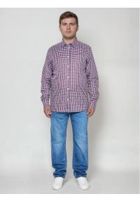 Big-Star - Koszula męska bawełniana w kratę czerwono-granatową Frankini 604. Okazja: na co dzień. Kolor: czerwony. Materiał: bawełna. Styl: casual, klasyczny, elegancki #7