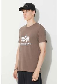 Alpha Industries t-shirt bawełniany Basic T-Shirt męski kolor beżowy z nadrukiem 100501.183. Kolor: beżowy. Materiał: bawełna. Długość rękawa: krótki rękaw. Długość: krótkie. Wzór: nadruk. Styl: klasyczny #5
