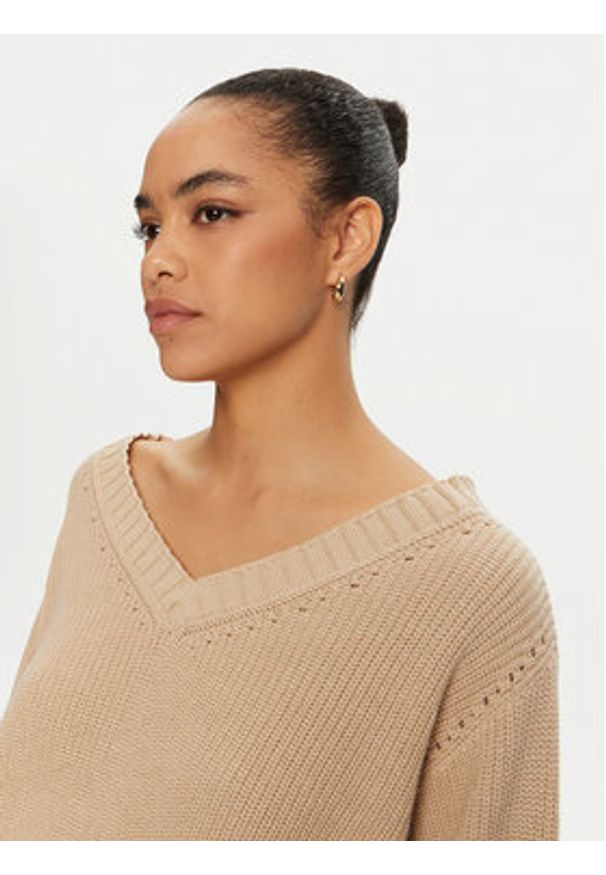 Pinko - PINKO Sweter Spiga 102803 A1KP Beżowy Regular Fit. Kolor: beżowy. Materiał: bawełna