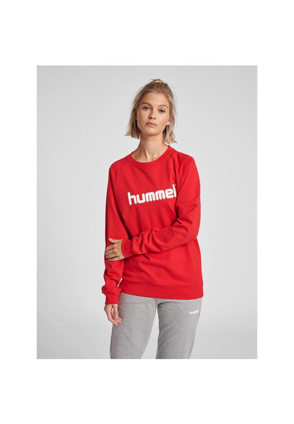 Bluza do piłki ręcznej damska Hummel Go Cotton Logo Sweatshirt Woman. Kolor: czerwony, wielokolorowy, różowy