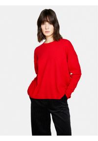 Sisley Sweter 1044M103K Czerwony Boxy Fit. Kolor: czerwony. Materiał: wełna