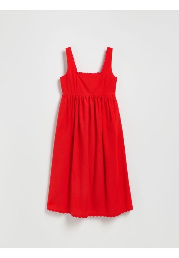 Reserved - Sukienka z dodatkiem lnu - czerwony. Kolor: czerwony. Materiał: len