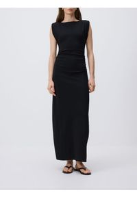 Reserved - Sukienka maxi z drapowaniem - czarny. Kolor: czarny. Materiał: dzianina. Długość: maxi #1