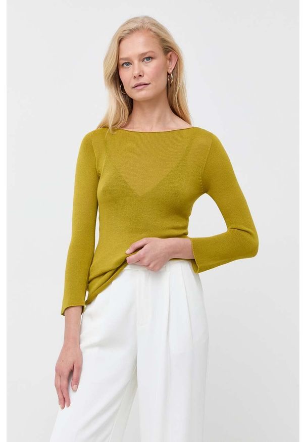 MAX&Co. sweter damski kolor zielony lekki. Okazja: na co dzień. Kolor: zielony. Materiał: dzianina. Długość rękawa: długi rękaw. Długość: długie. Styl: casual