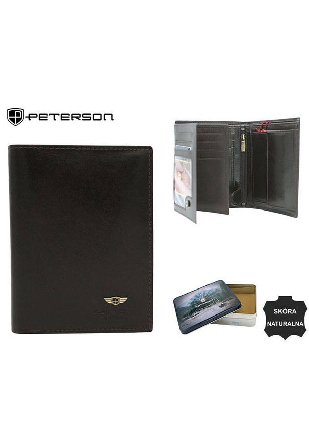 Peterson - Portfel męski skórzany PETERSON PTN 22311-VT czarny. Kolor: czarny. Materiał: skóra
