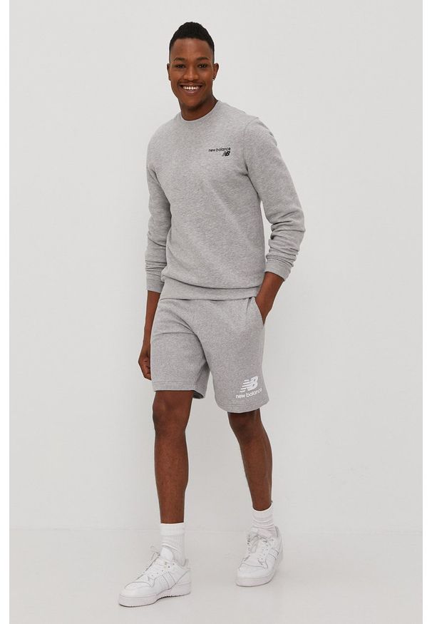 New Balance - Bluza. Okazja: na co dzień. Kolor: szary. Materiał: dzianina. Wzór: gładki. Styl: casual