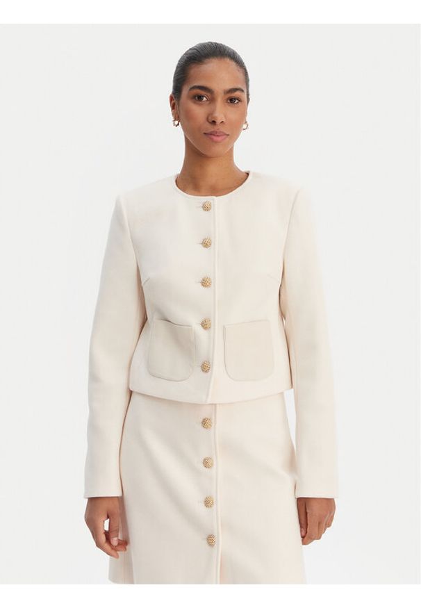 Morgan Marynarka 261-VIKTORY Beżowy Slim Fit. Kolor: beżowy. Materiał: syntetyk