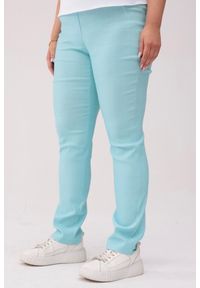 Nasi partnerzy - Błękitne spodnie Nilda z prostą nogawką wysoki stan PLUS SIZE XXL. Okazja: na spacer, na co dzień, do pracy. Stan: podwyższony. Kolekcja: plus size. Kolor: niebieski. Materiał: tkanina, elastan, włókno, materiał, poliester, wiskoza. Długość: krótkie. Styl: casual #1