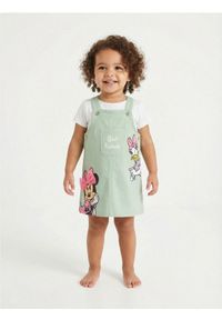 Sinsay - Bawełniana sukienka ogrodniczka Minnie Mouse - turkusowy. Kolor: turkusowy. Materiał: bawełna. Wzór: motyw z bajki #1