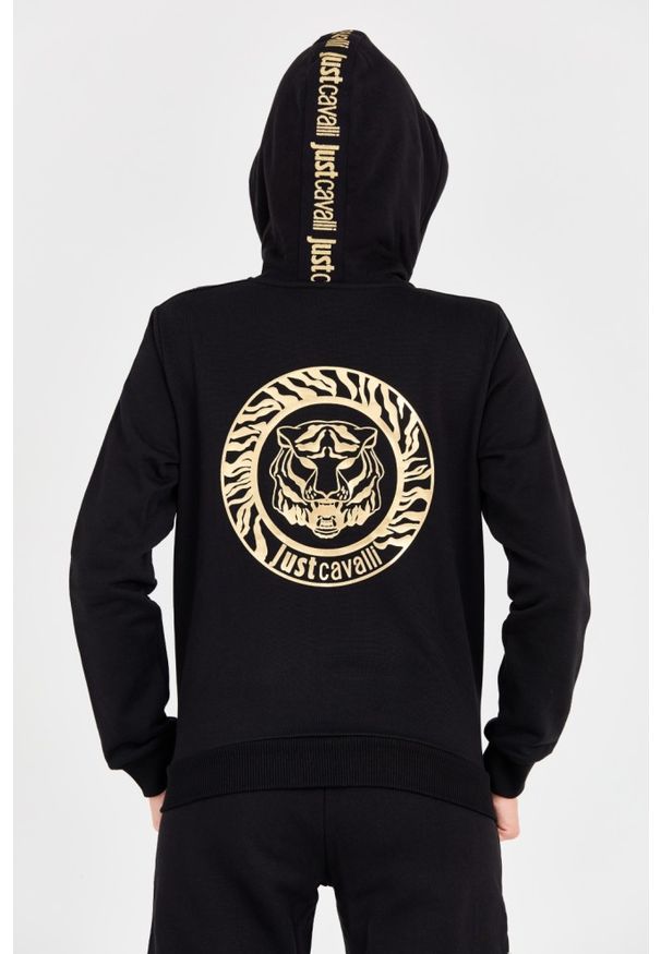 Just Cavalli - JUST CAVALLI Czarna bluza T-round Gold. Kolor: czarny
