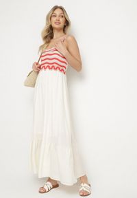 Born2be - Beżowa Sukienka Rozkloszowana na Ramiączkach z Wiskozy Ozdobiona Haftami Efradea. Okazja: na co dzień. Kolor: beżowy. Materiał: wiskoza. Długość rękawa: na ramiączkach. Wzór: aplikacja, haft. Styl: klasyczny, casual #3