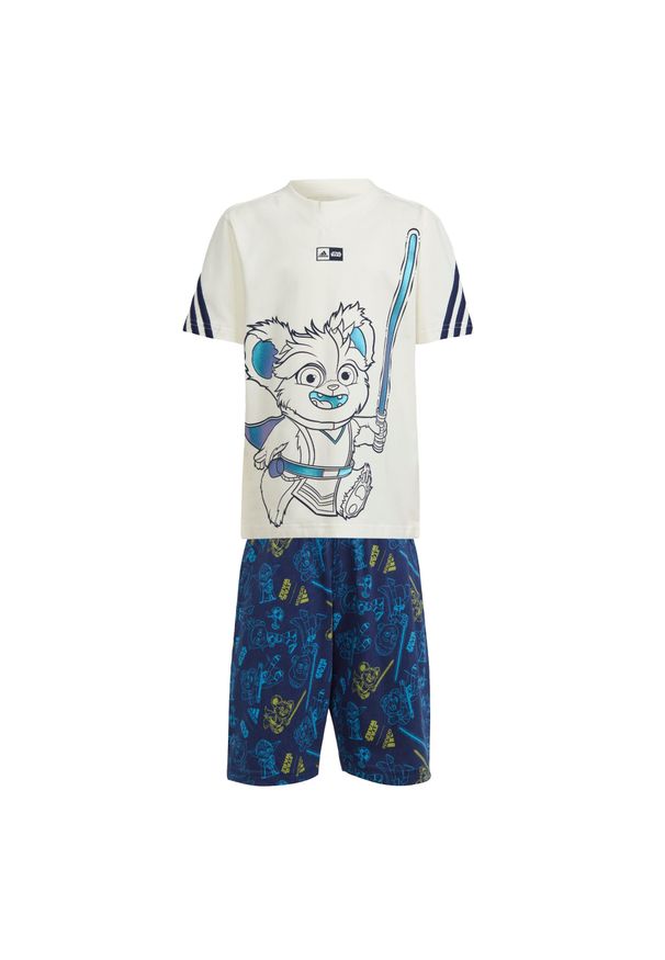 Adidas - Koszulka Zestaw adidas x Star Wars Young Jedi. Okazja: na uczelnię. Kolor: niebieski, wielokolorowy, biały. Materiał: dresówka. Wzór: motyw z bajki. Styl: sportowy